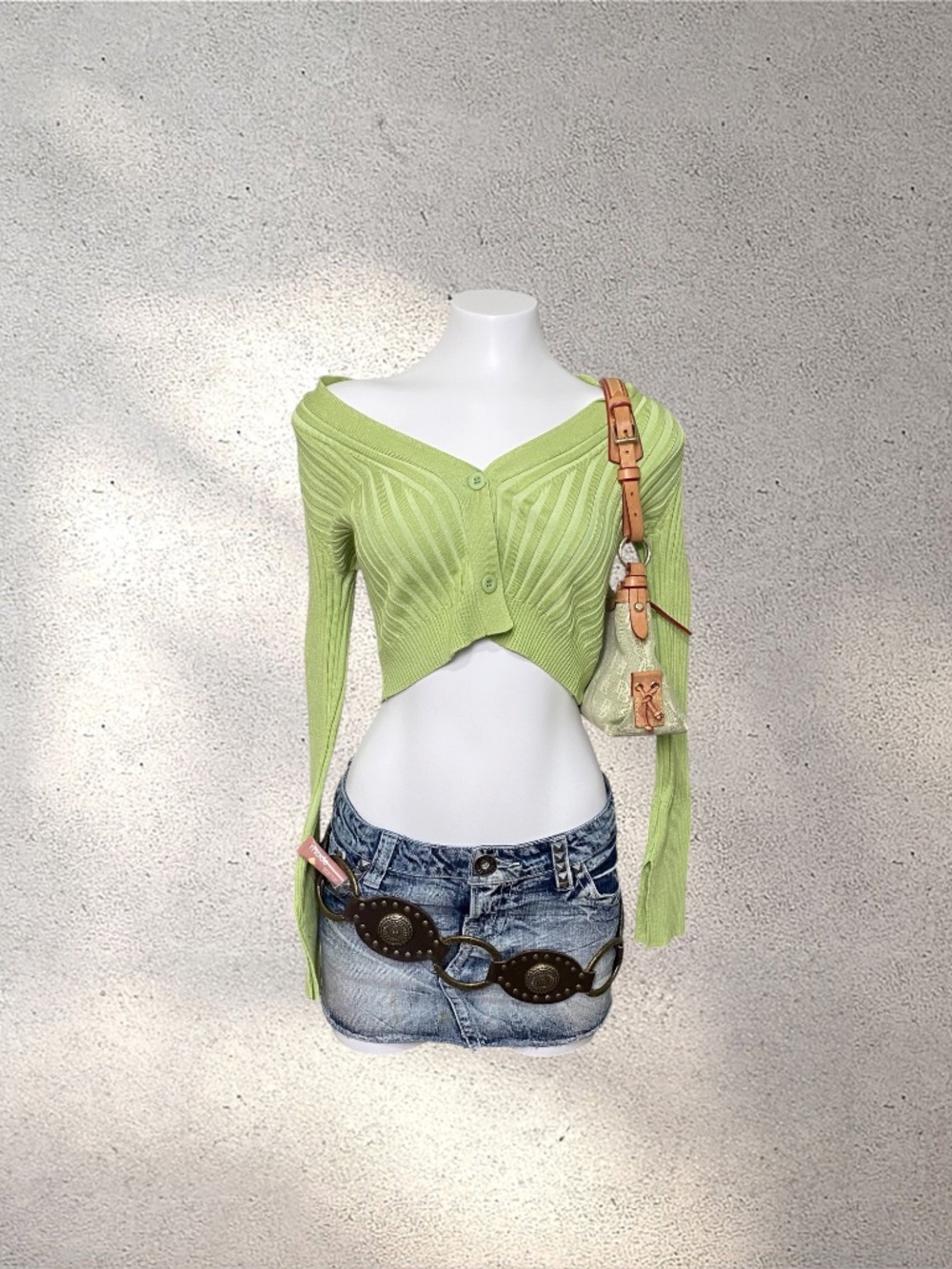 For Love Bell Lime Green Ribbed Cropped Cardigan